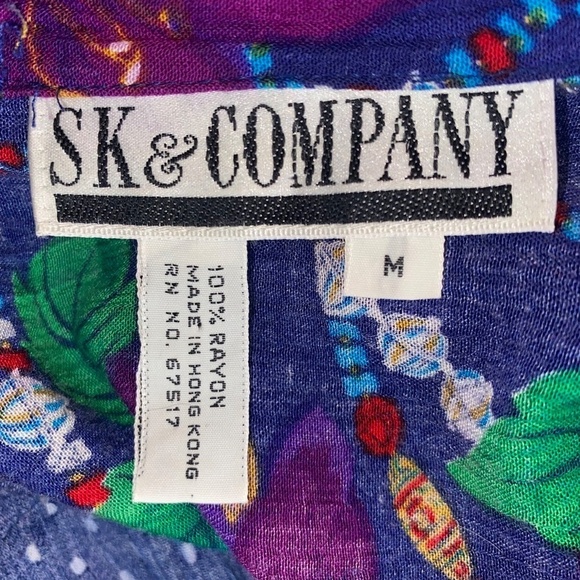 Vintage SK & Company Blue Polka Dot Floral Button Down Romper size Medium EUC - Picture 5 of 6